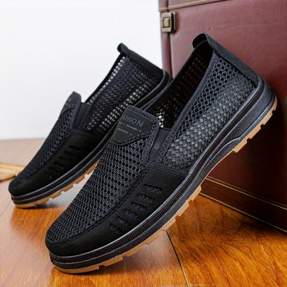 Men's Breathable Mesh Slip-On Sneakers - Non-Slip, Comfortable Casual Shoes with Soft Rubber Sole for All Ages