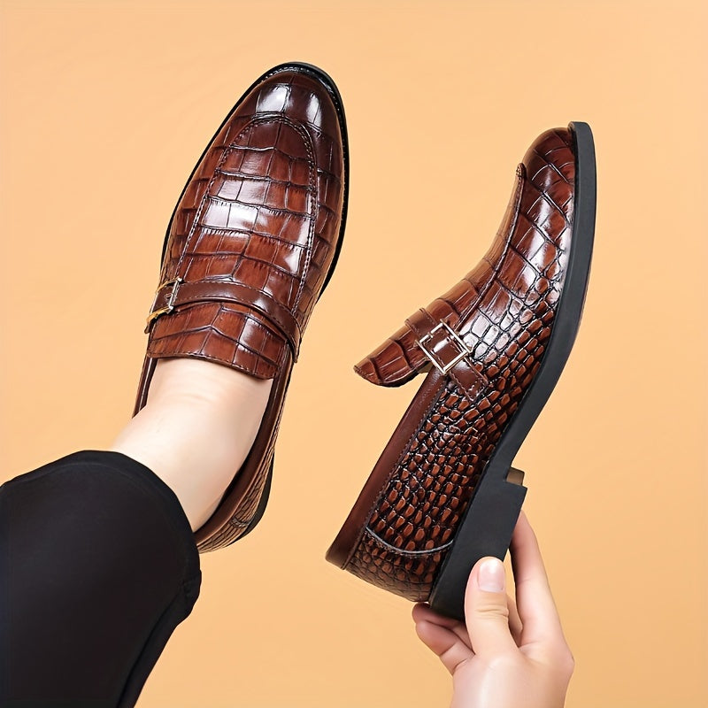 Men's Business Casual Oxford Shoes with Crocodile Pattern