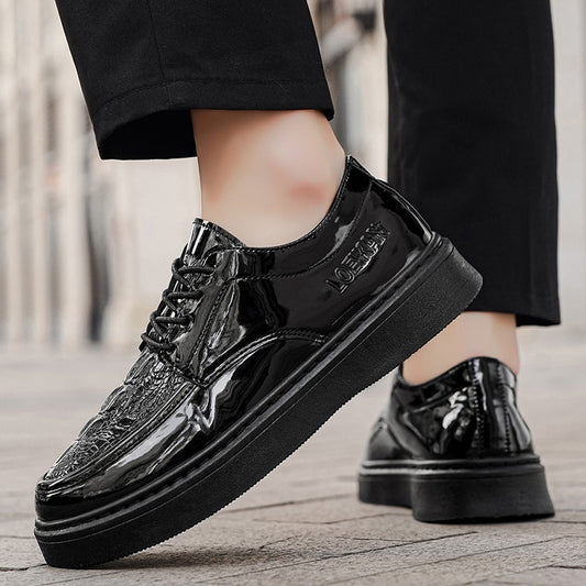 [sneakers] LOEIKAN New Men'S Black Minimalist Comfortable Business Casual Shoes Trendy Fashionable Versatile Wedding Party High Quality Durable British Style Formal Large Size Men'S Shoes - ayq