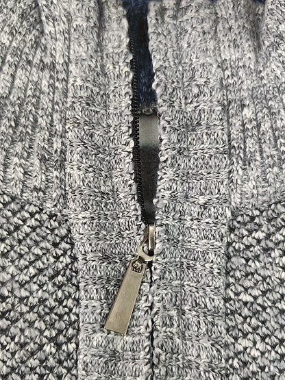 Men's Fleece-Lined Warm Knit Sweater - Autumn/Winter, Solid Color with Stand Collar & Short Zipper Placket, Long Sleeve, Polyester - Ideal for Hiking, Cycling & Casual Attire, Winter Sweater