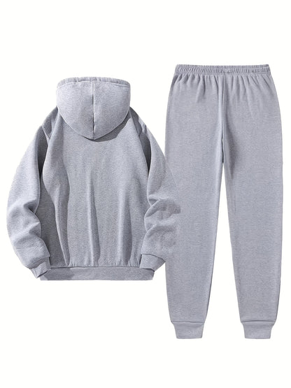 Halloween Men'S Hoodie with PARIS Lettering And Drawstring Sweatpants Set, a Must-Have Outfit for Autumn And Winter, Perfect for Everyday Outdoor Wear - ayq