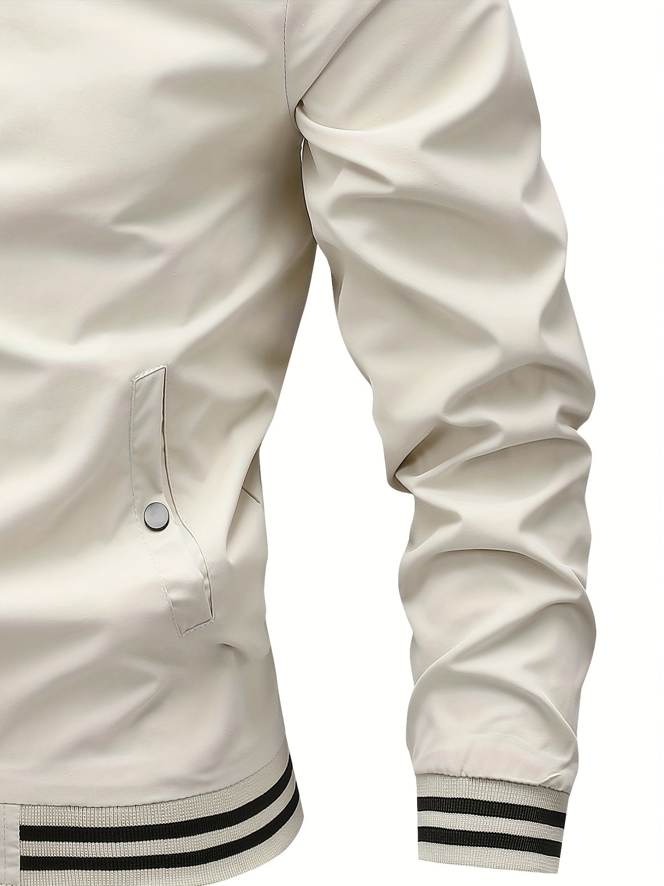 Men's Stand Collar Long Sleeve Zip Up Sports Jacket With Contrast Trim Design, Men's Spring Fall Outwear, As Gifts