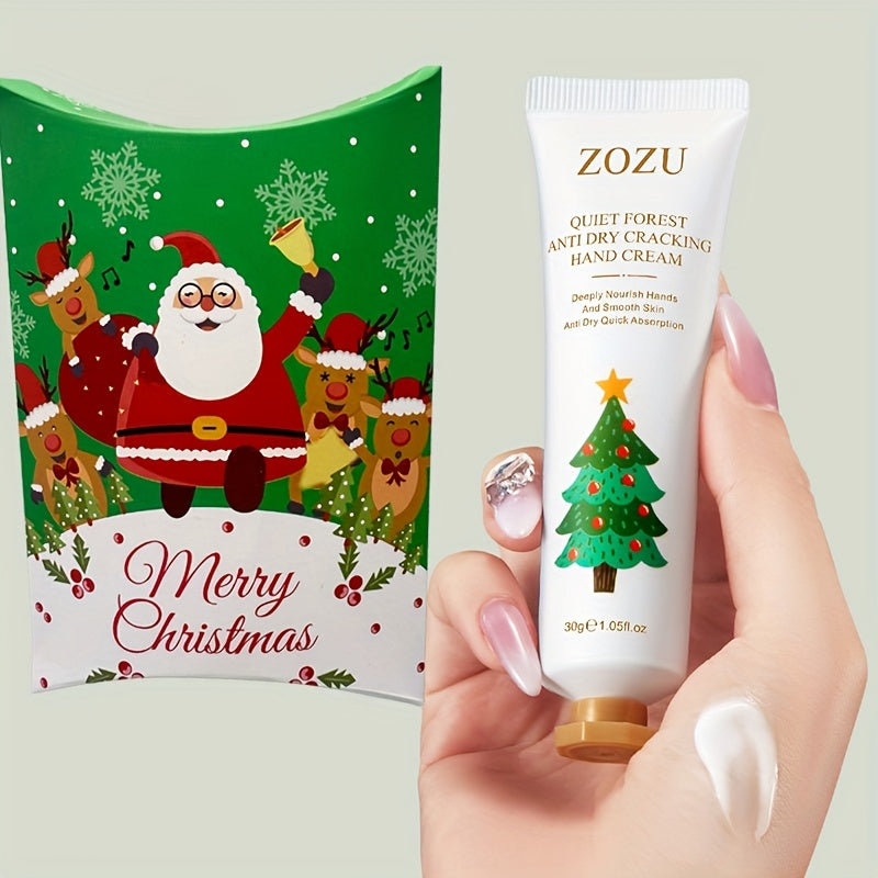 ZOZU Holiday Hand Cream Set of 3: Christmas Combination Hand Cream Gift Box, Merry Christmas Pattern (Santa Claus, Reindeer, Tree) - Moisturizing, Softening, Anti-Crack Formula, 30g Portable Pack, Suitable for Men and Women,