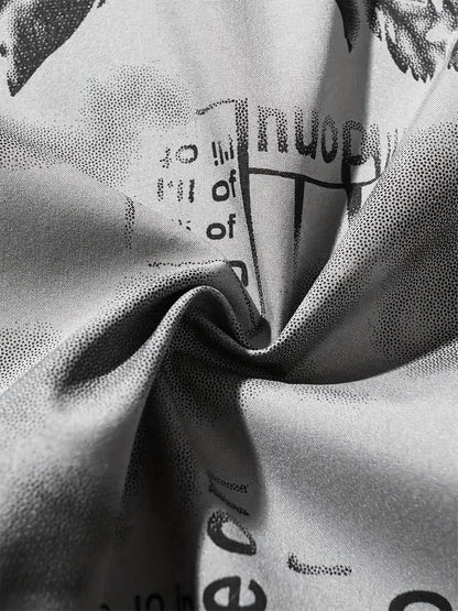 Men'S Lightweight Preppy Bomber Jacket with Feather & Star Print, Stand Collar, Zip-Up, Loose Fit, Polyester Lining, Casual Streetwear Style, Casual Outerwear | Star Pattern Jacket | Zippered Jacket