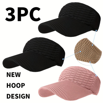 3-Pack Breathable Knit Beanies with Wave Pattern for All-Season Wear