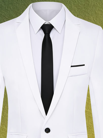 Men's Casual Slim Fit Solid Color Suit Jacket - Lightweight