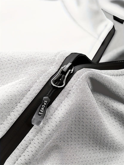 Men's Athletic Jacket - Quick-Dry Gym Coat with Zipper Closure, Lightweight Workout Jacket for Running, Hiking, Training - Olive Green Athletic Outerwear (Machine Washable) - Bodybuilding & Casual Streetwear, Workout Clothes,