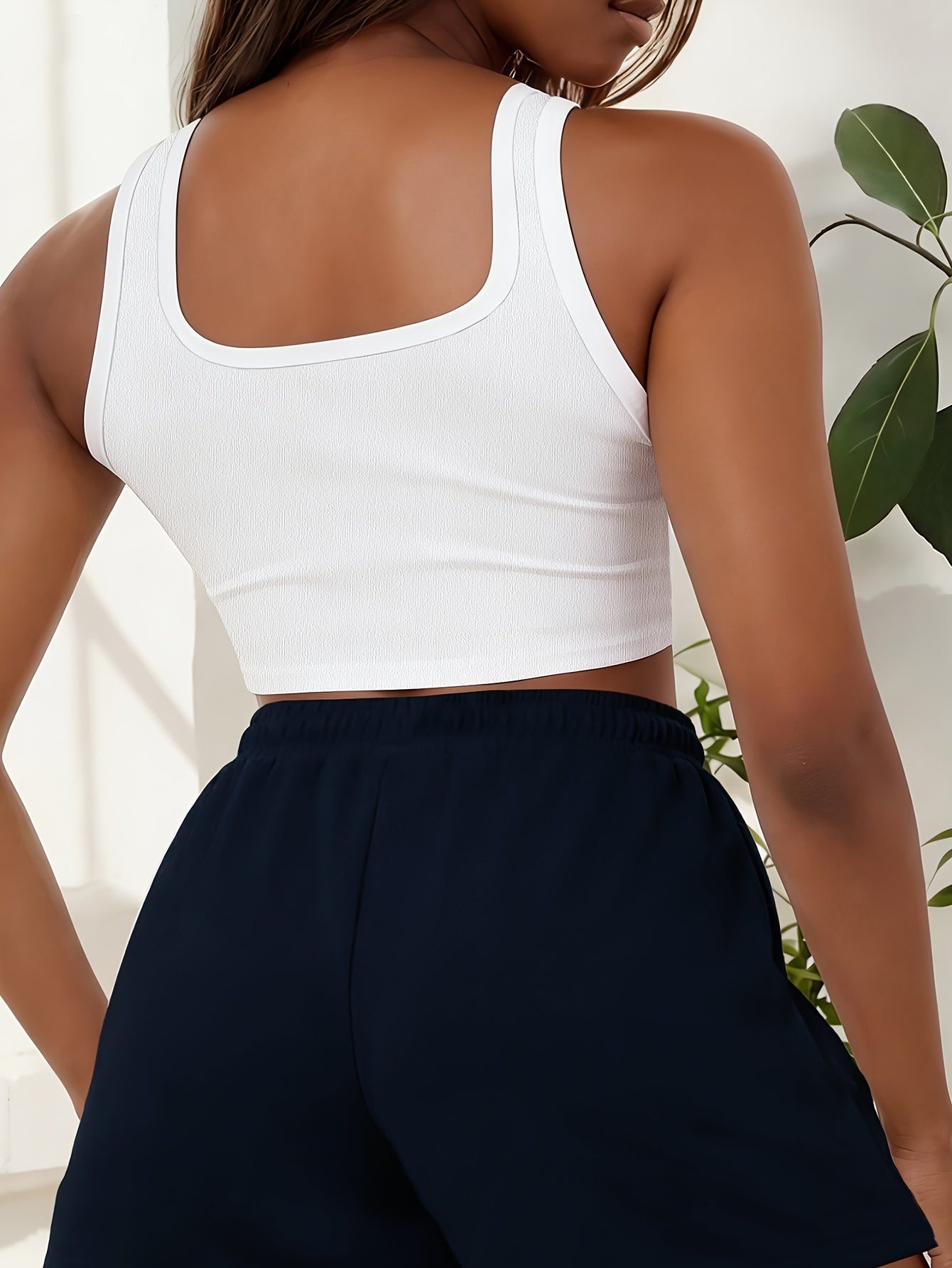 Women's Casual Sleeveless Crop Top & Drawstring Shorts Set