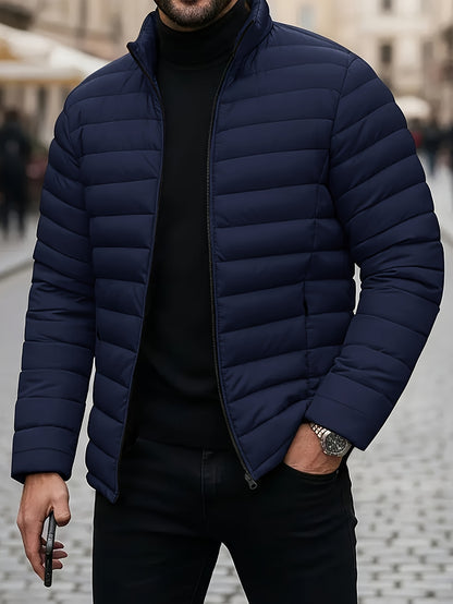 Men's Quilted Stand Collar Jacket for Autumn Winter