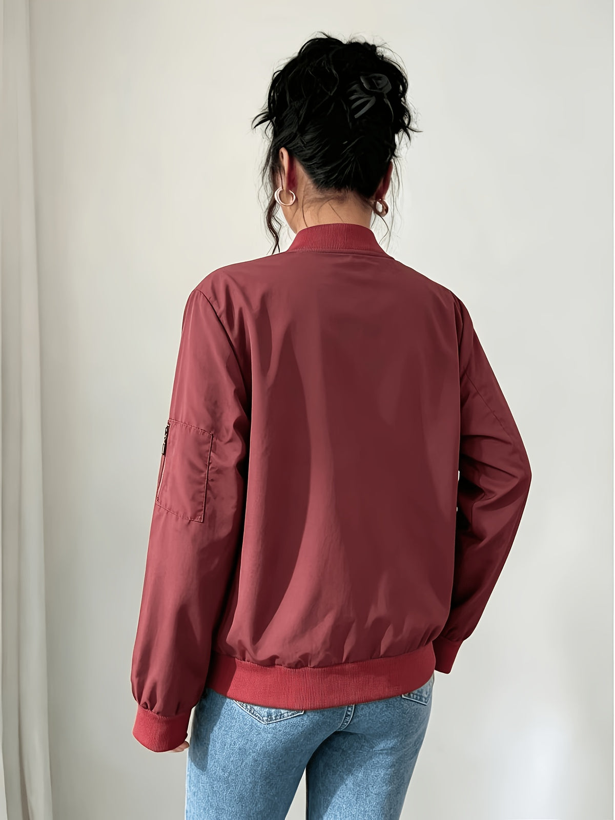 Women's Casual Y2K Zip-Up Baseball Jacket with Pockets