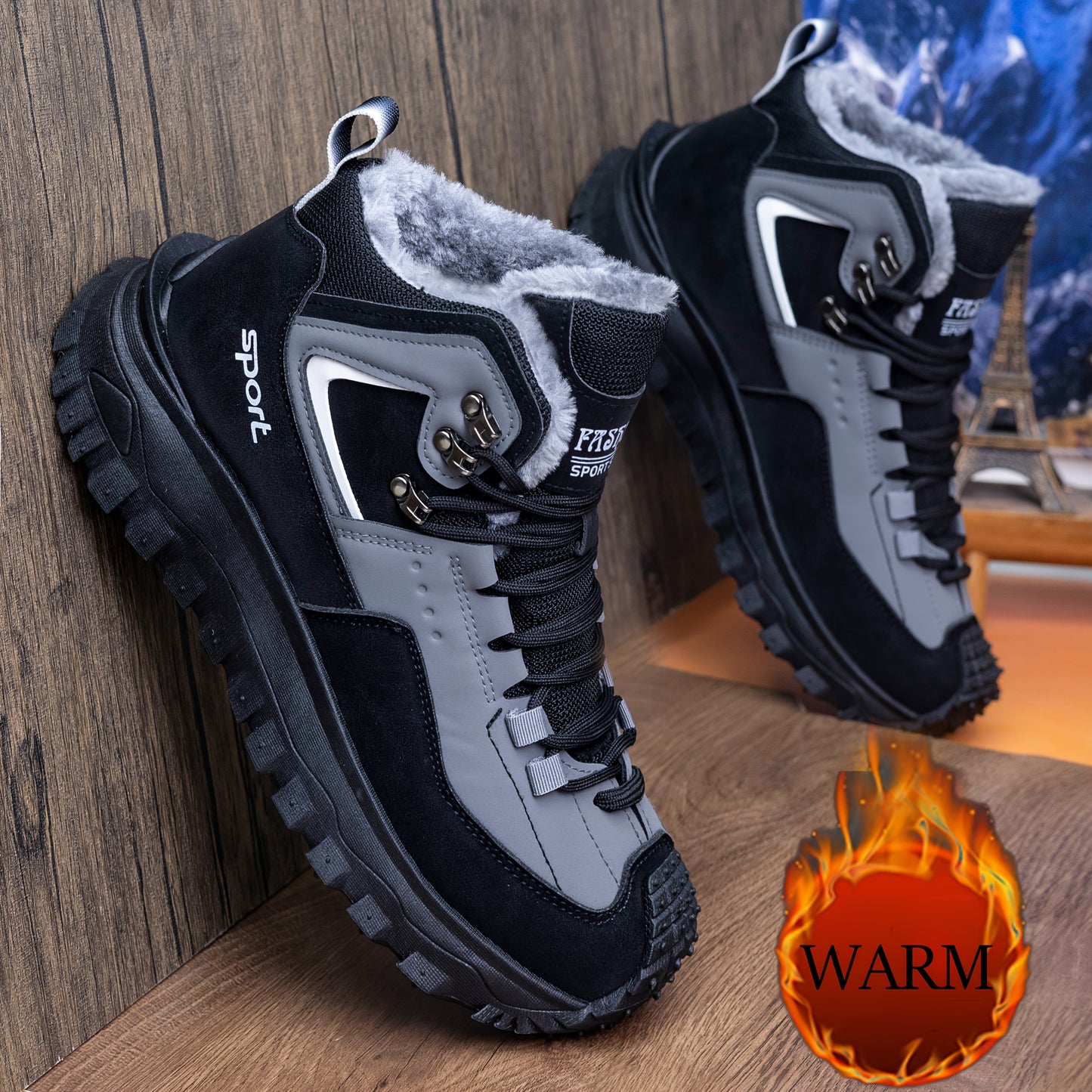 Men's Outdoor Hiking Shoes - Multi-Terrain Breathable Athletic Sneakers for Gym Training, High Elasticity Support & Anti-Slip Design, Lightweight and Warm Snow Sports Footwear