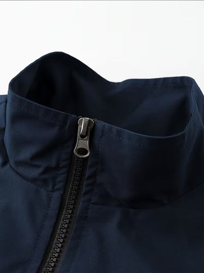 Men’s Casual Windbreaker Jacket with Zipper and Pockets