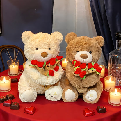 29.97 սմ սիրուն փափուկ արջուկ գլխարկով և վարդով - փափուկ / խաղալիք խաղալիք, հարմար է Սուրբ Ծննդյան, նվերների,, գրկախառնվող ուղեկից քնելու և զարդարելու համար