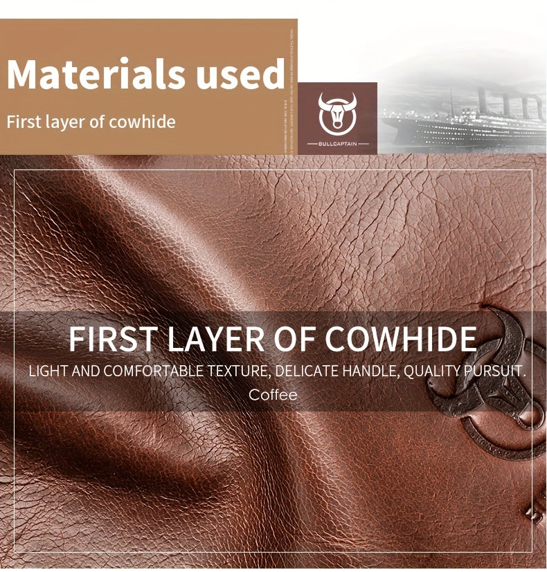 A Lightweight Men'S Leather Wallet Designed for Casual Use, Featuring a Compact Bi-Fold Style, Ample Space for , a Passport Compartment, Multiple Card Slots, And a Storage Pouch for Tickets And - ayq