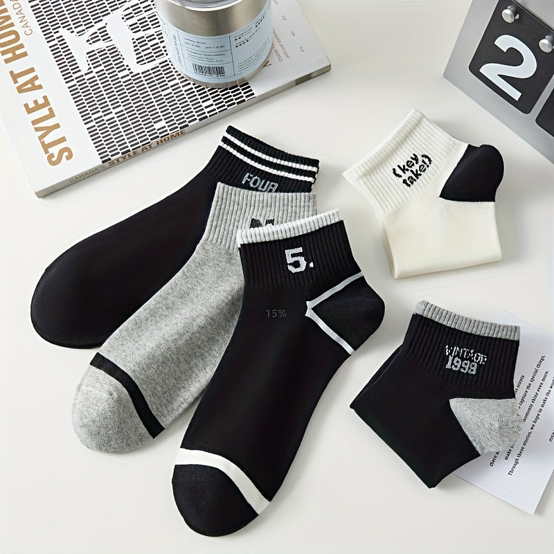 5 Pairs Of Women'S Fashion Pattern Anti Odor & Sweat Absorption Low Cut Socks, Comfy & Breathable Socks, For Daily & Outdoor Wearing, Spring And Summer