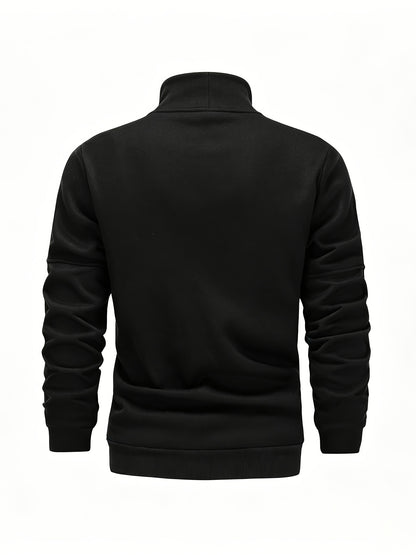 Men's Casual Stand Collar Zipper Fleece Jacket for Fall Winter