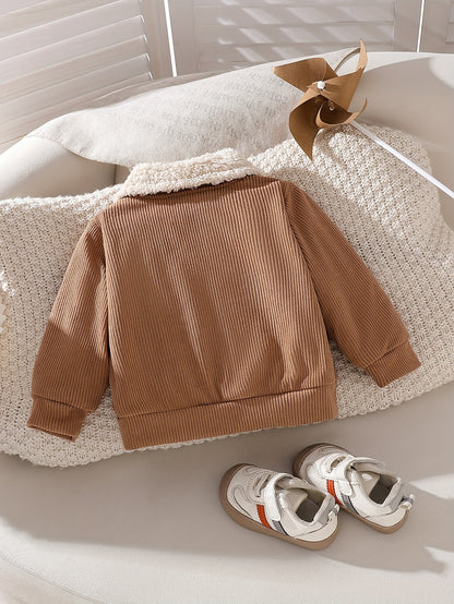 Boys' Fall/Winter Lapel Jacket with Faux Pocket Design