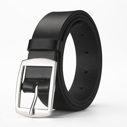 CKIRUV Men'S Elegant Faux Leather Belt with Alloy Buckle, Fashionable Business Casual Accessory, Ideal Valentine's/Mardi Gras/Campus Gift, Black