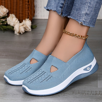 Women’s Lightweight Knit Sneakers with Cut-Out Design, All-Season