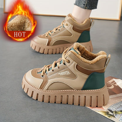 Կանացի ձմեռային ջերմային ձնագնացքներ, բրդյա երեսպատմամբ, բարձրացնող հարթակով, հաստ ներբանով, հարմարավետ, կապերով, միջին բարձրության խողովակաձև ճտքակոշիկներ: