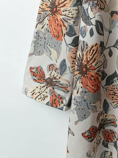 Women's Casual Round Neck Printed Long Sleeve Top and Solid Color Pants Two-Piece Set