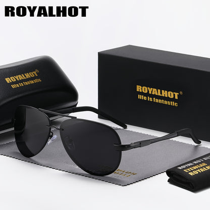 Unisex Oval Polarized Sunglasses with Mixed Frame and Case