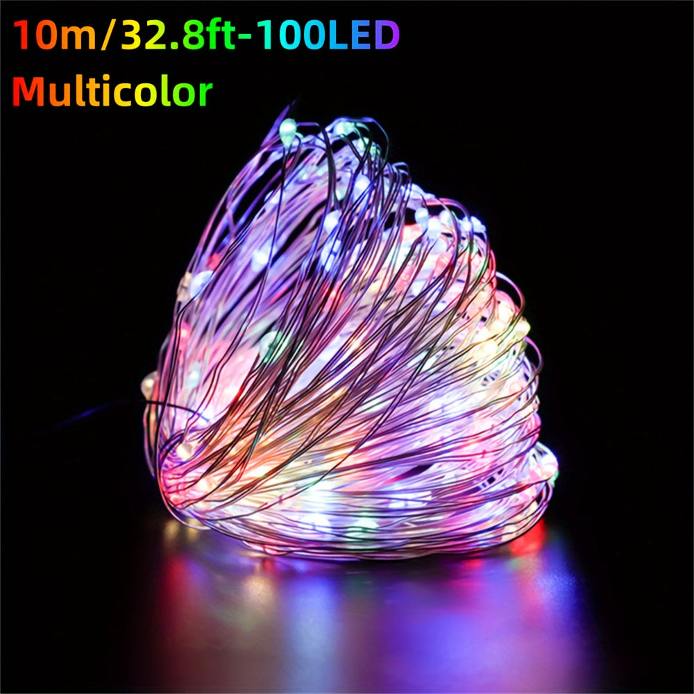 1pc, LED USB Fairy Lights, USB Powered Copper Wire Garland String Lights for Home Wall Room Holiday Party Wedding Festival Indoor Bedroom Table Ramadan Halloween Christmas Decoration, Best for Christmas