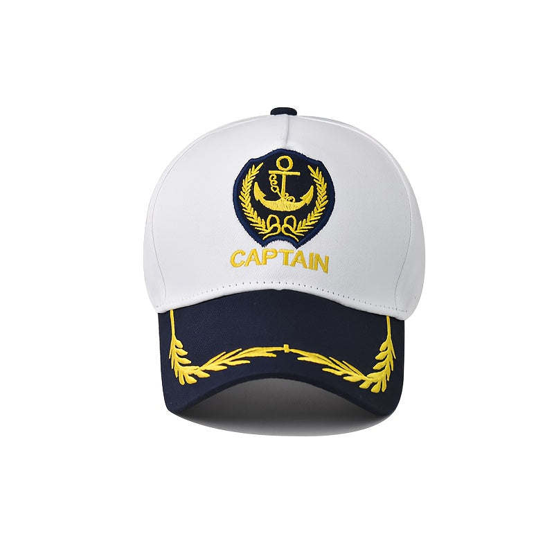 Unisex Navy-Style Captain Hat with Buckle and Curved Brim