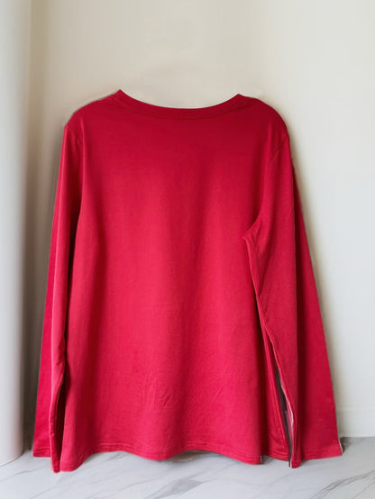 Women'S Christmas Long Sleeve T-Shirt - Santa Claus & Holiday Graphic Tee, Machine Washable Everyday & Party Outfit for Christmas, New Year'S Eve - Non-See-Through Casual Top, Christmas Shirts, Festive Attire, Round Neckline