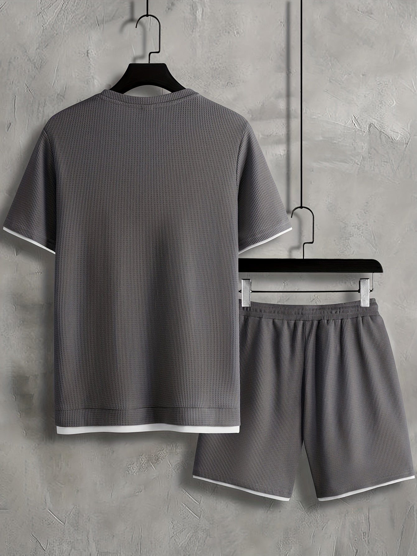 2Pcs Trendy Outfits For Men, Casual Crew Neck Short Sleeve T-shirt And Shorts Set For Summer, Men's Clothing Vacation Workout