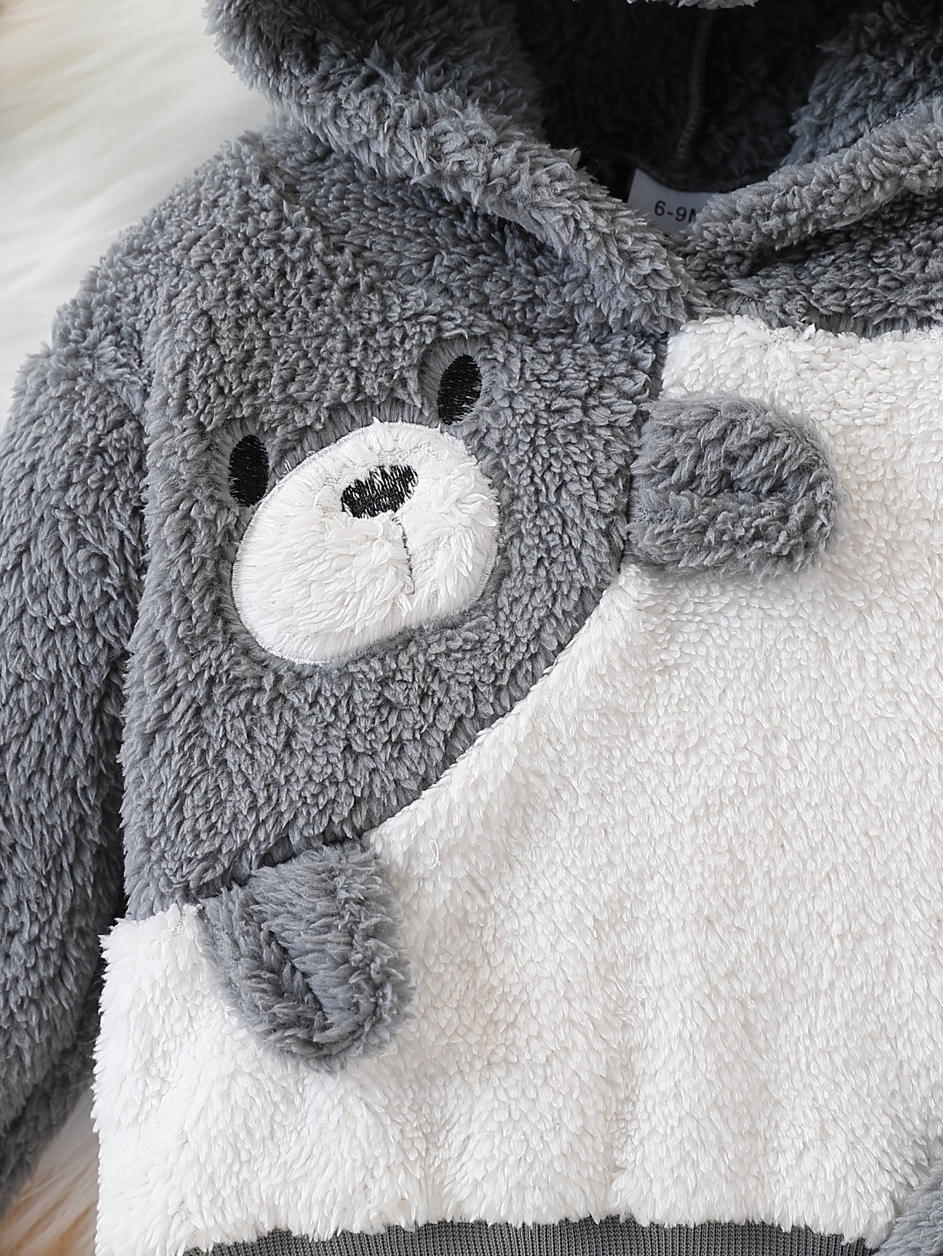 JOPGEEY 2pcs Baby Winter Outfit Set - Cute Plush Hooded Long Sleeve Romper & Pants with 3D Animal Ear Applique (Bears/Cats/Dogs), Soft Stretch Fabric, Machine Washable Cozy for &, Perfect for Outdoor