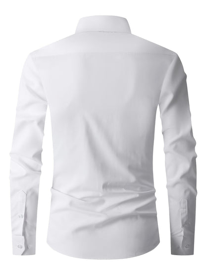 Slim-Fit Preppy Boys' Long Sleeve School Uniform Shirt