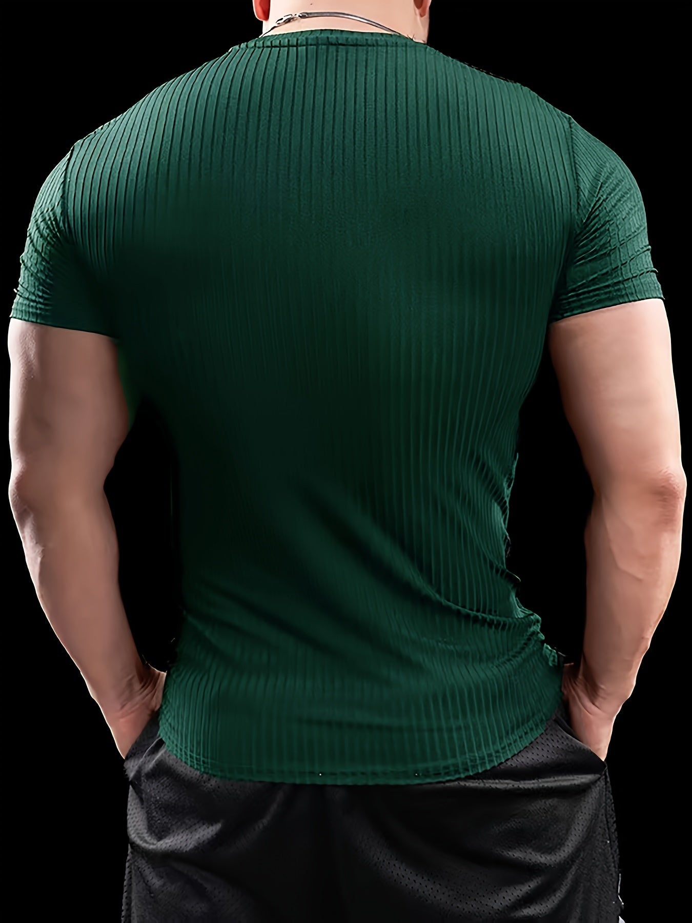 Men's Stretch Fit Short Sleeve T-Shirt - Breathable, Comfortable Polyester Blend, Solid Blue, Crew Neck, Casual  Sporty Style for Spring/Summer