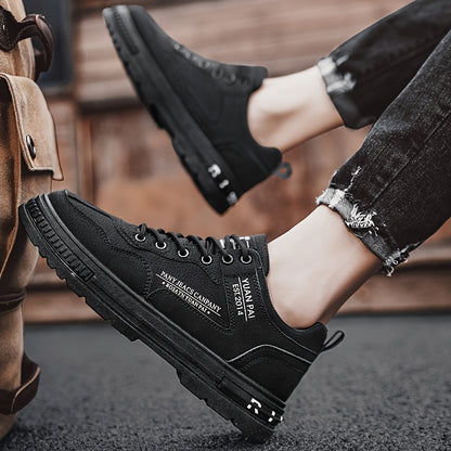Men's Skate Shoes - Versatile Beige Casual Streetwear Sneakers, Durable Non-Slip PU Sole, Lace-Up Low-Top for Everyday & Outdoor Activities