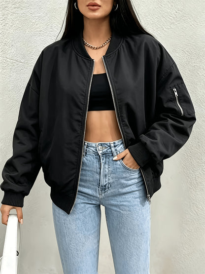 Women's Casual Y2K Zip-Up Baseball Jacket with Pockets