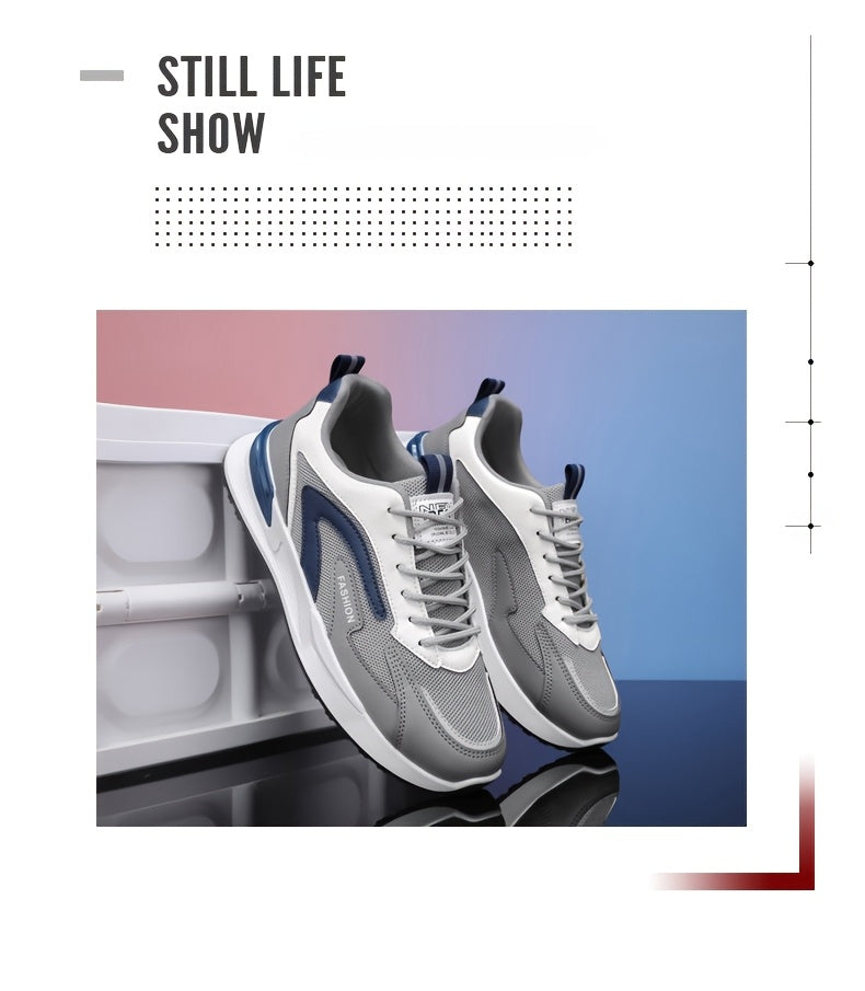 Men'S Plus Size Fashion Sneakers - Breathable Mesh Lace-Up Casual Shoes with Thick PVC Sole, Low-Top Design for All Seasons, Spring/Summer/Fall, Versatile Streetwear, Allseason Shoes | Minimalist Sneakers | Durable PVC Sol - ayq