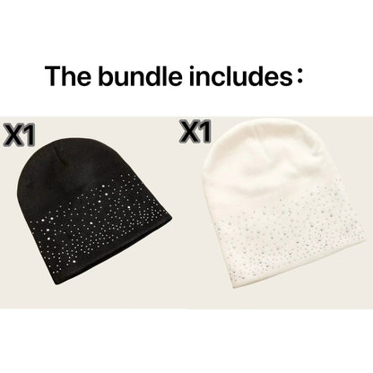 Y2K-Inspired Sparkling Rhinestone Beanie for Women - Breathable, Lightweight Knit Skull Cap with Elastic Fit, Perfect for All Seasons & Outdoor Adventures