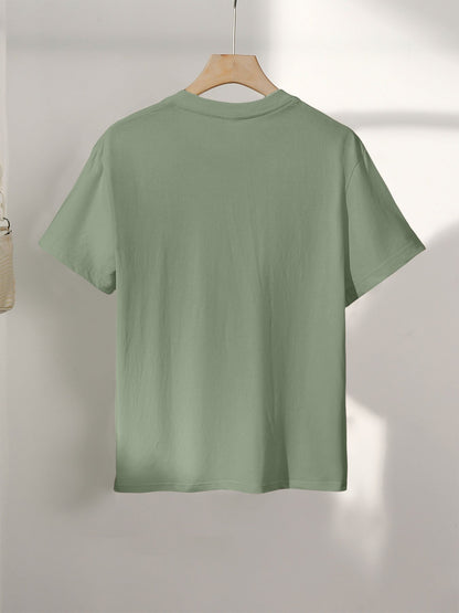 Women's Casual Cotton T-Shirt with Hummingbird Leaf Print