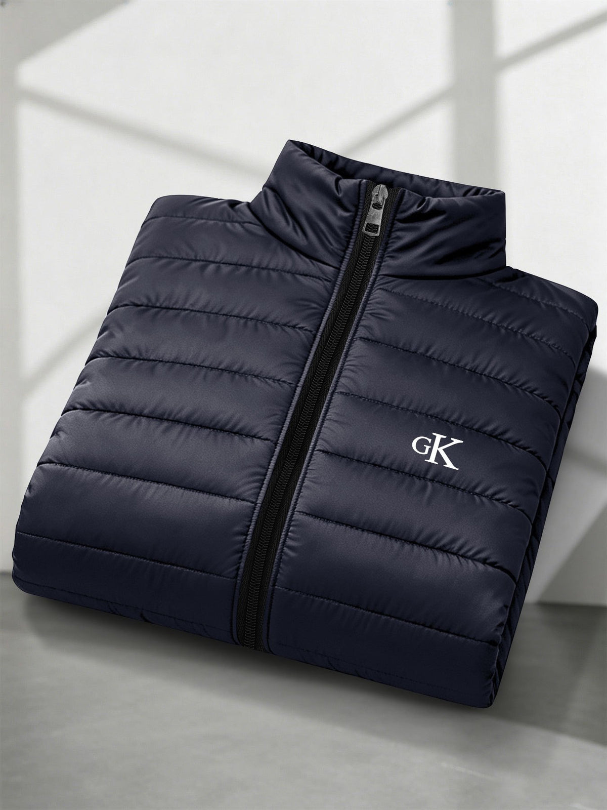 Men's Stand Collar Padded Coat with Letter Print for Fall/Winter