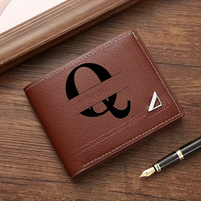 Custom Letter Solid Color Men's Wallet, Black Stylish Foldable Card Holder, Casual Men's Coin Purse, Suitable as a Birthday Gift for Husband, Holiday Anniversary Gift