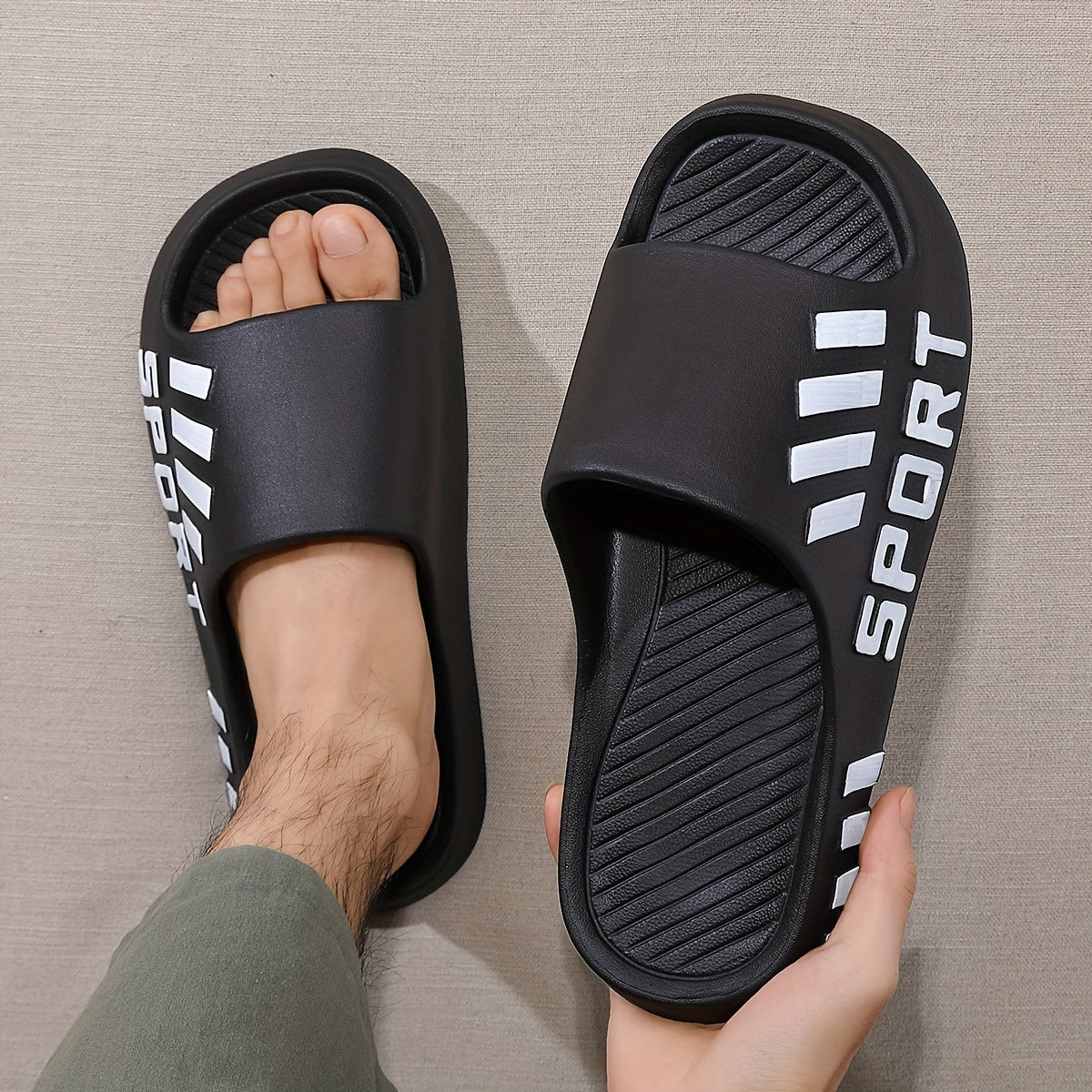 FZT Four Seasons Slippers, Letter Design Slippers, Men's Outdoor Thick-Soled Comfortable Slippers, Couple Style Indoor Home EVA Material, Soft Slip-On Open-Toe Beach Slippers for Women, Daily Casual Outdoor Slippers, Vacation - ayq