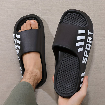 FZT Four Seasons Slippers, Letter Design Slippers, Men's Outdoor Thick-Soled Comfortable Slippers, Couple Style Indoor Home EVA Material, Soft Slip-On Open-Toe Beach Slippers for Women, Daily Casual Outdoor Slippers, Vacation - ayq