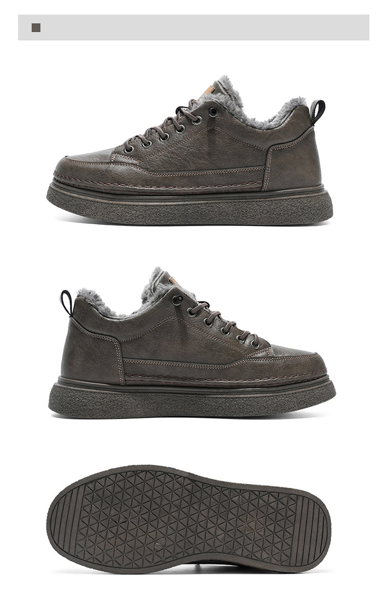 Men'S Winter Hiking Shoes - Cold Weather Traction Outdoors, Lace-Up Ankle Support, Cushioned EVA Insole - Synthetic Faux Upper - All-Terrain Traction for Snow, Ice, Mud - Low-Top Design - Black/Brown - Ideal for Hiking, Urban