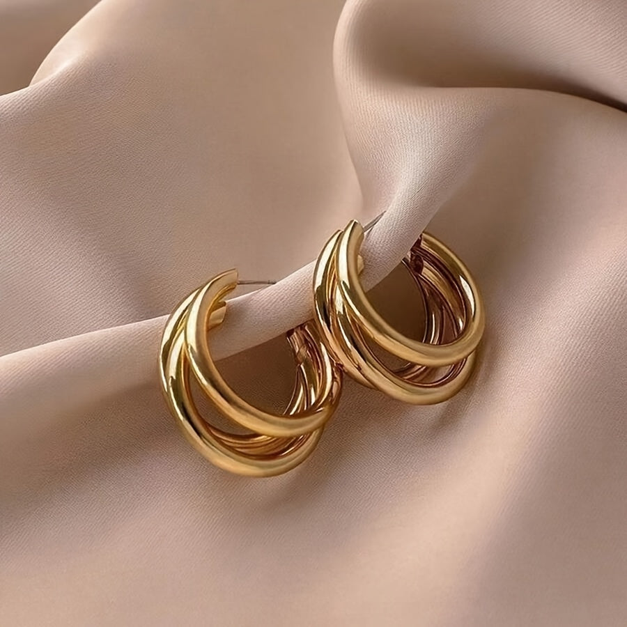 5 Pairs Elegant Geometric Zinc Alloy Stud Earrings Set