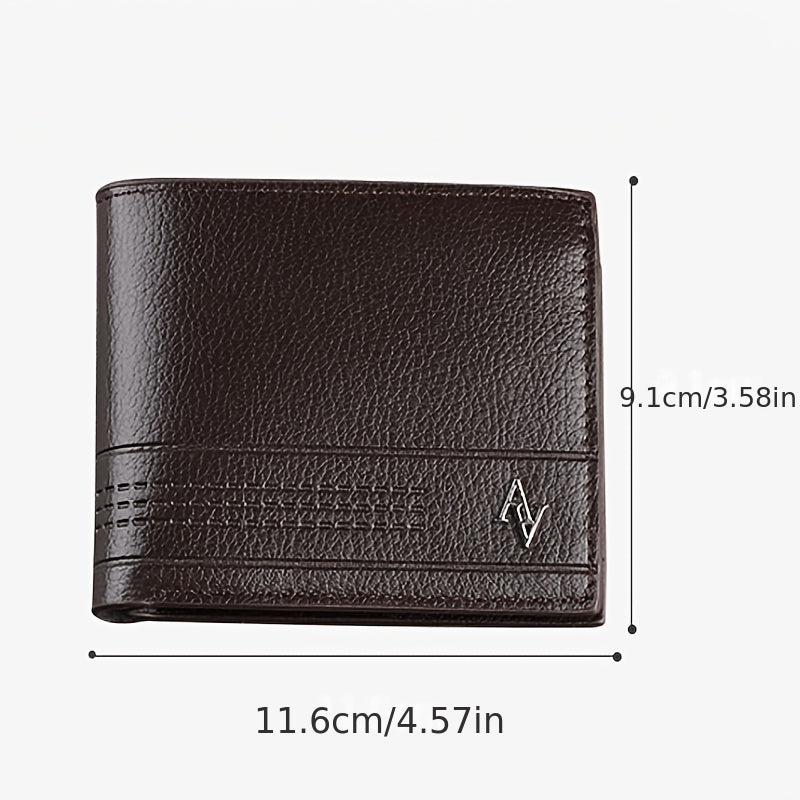 Men'S Large Capacity Lightweight Wallet - Business Casual & Everyday Use with Golden-Tone Hardware, Multiple Card Slots, Cash Pocket & ID Window - Durable Synthetic