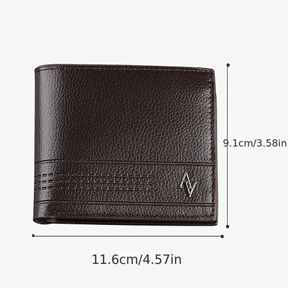 Men'S Large Capacity Lightweight Wallet - Business Casual & Everyday Use with Golden-Tone Hardware, Multiple Card Slots, Cash Pocket & ID Window - Durable Synthetic