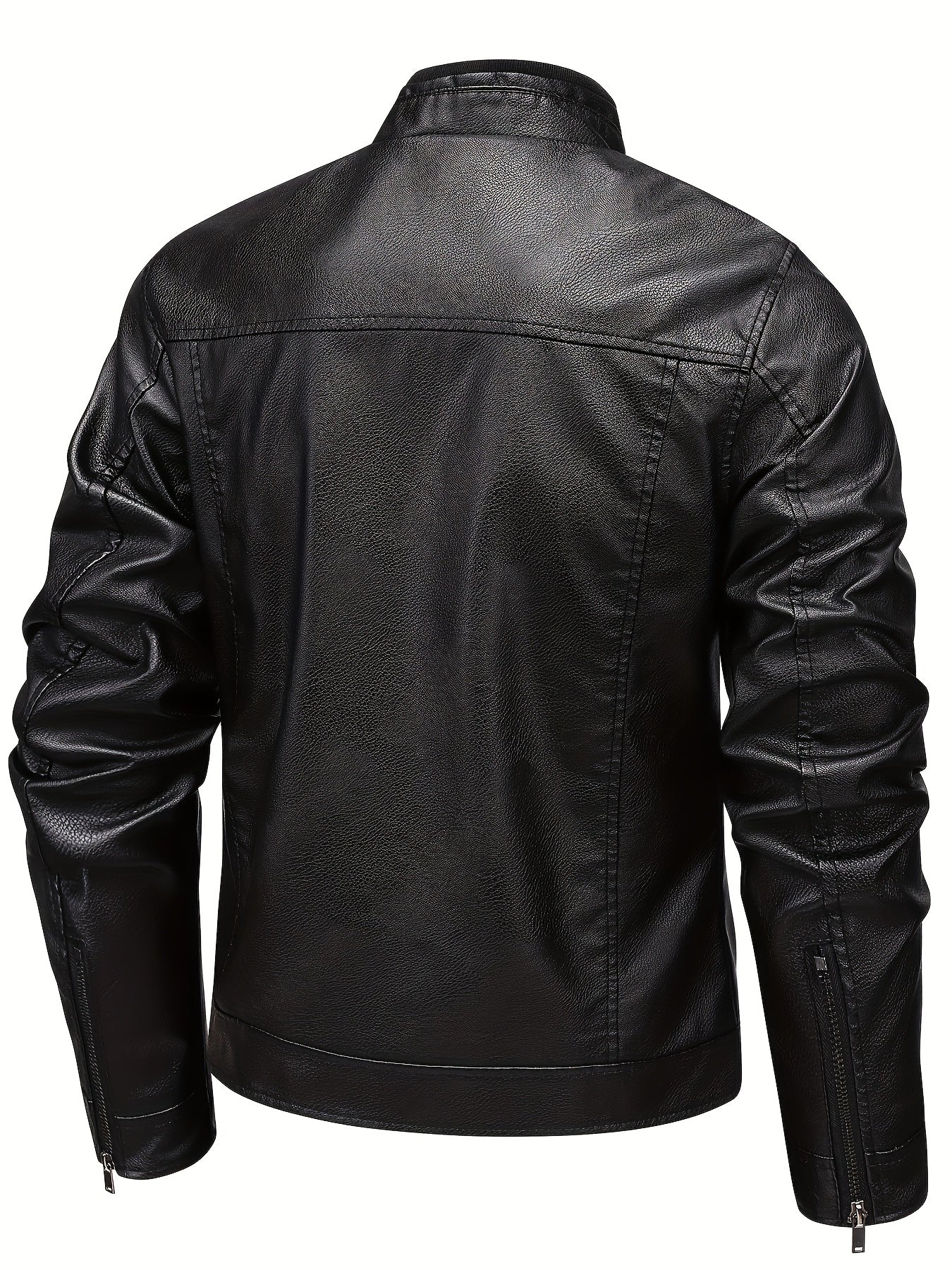 Men's Stylish Burgundy Jacket - Fall/Winter Trendy Stand Collar Biker Jacket with Multiple Zippered Pockets, Casual Design for Casual Attire, Fall Jacket | Modern Casual Jacket | Glossy Finish Jacket - ayq