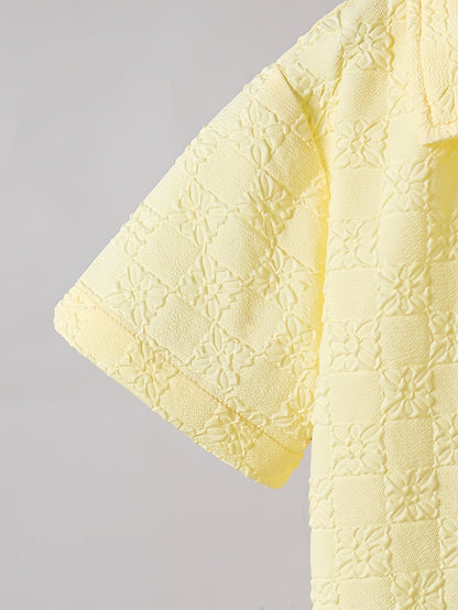 Boys Casual Short-Sleeve Shirt and Shorts Set for Summer