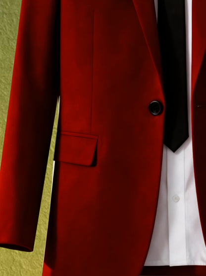 Men's Casual Slim Fit Solid Color Suit Jacket - Lightweight