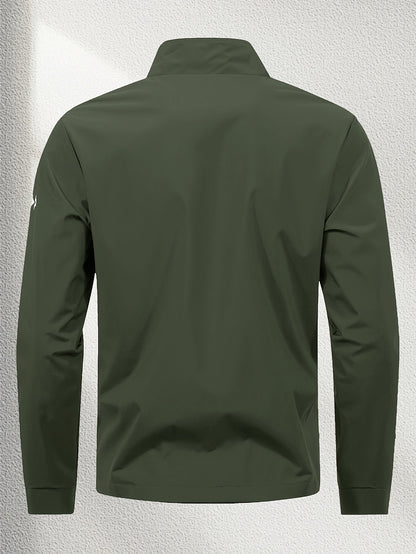 Unisex Casual Sport Bomber Jacket with Stand Collar for Spring-Fall